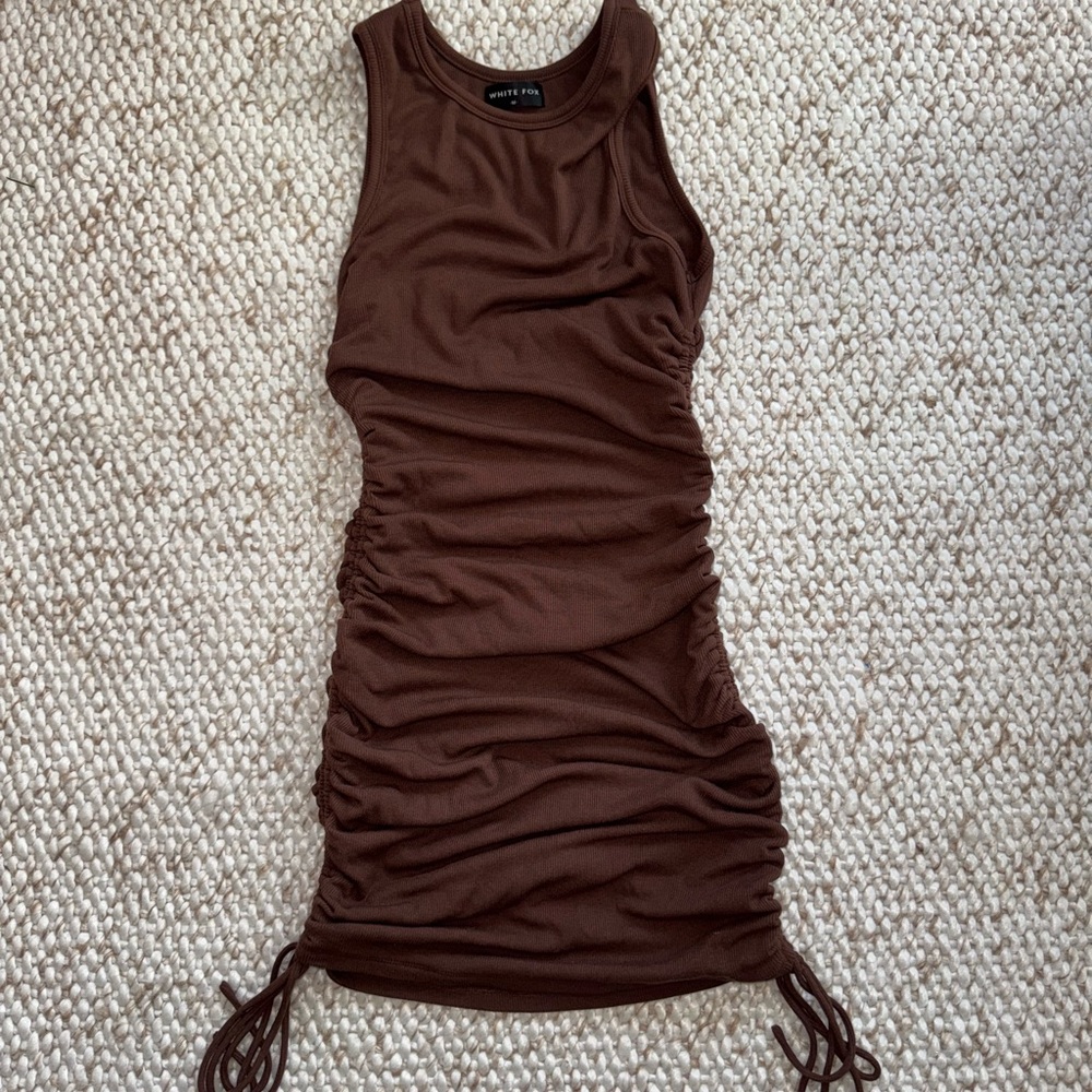 White Fox Brown Ruched Dress